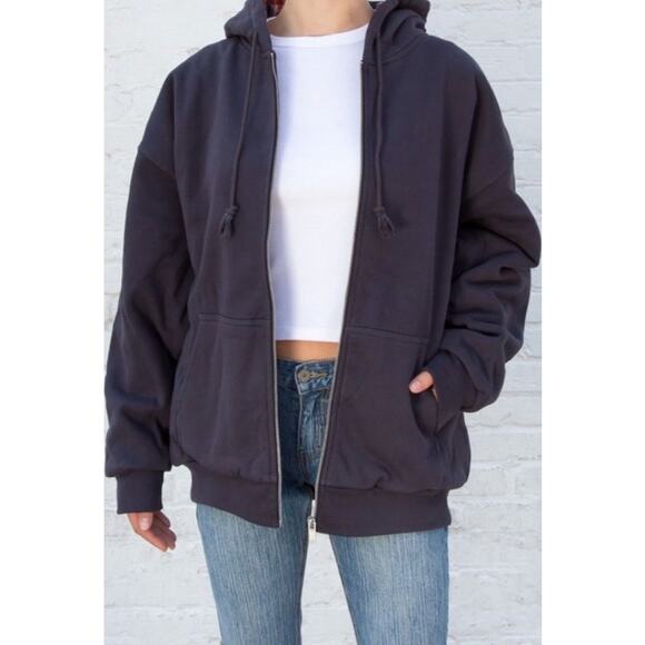 Brandy Melville Womens Blue Oversized Christy Plaid Hoodie Size Large XL NEW - Picture 14 of 16